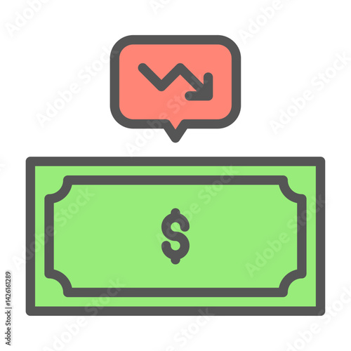 inflation filled outline icon. crisis color line illustration.
