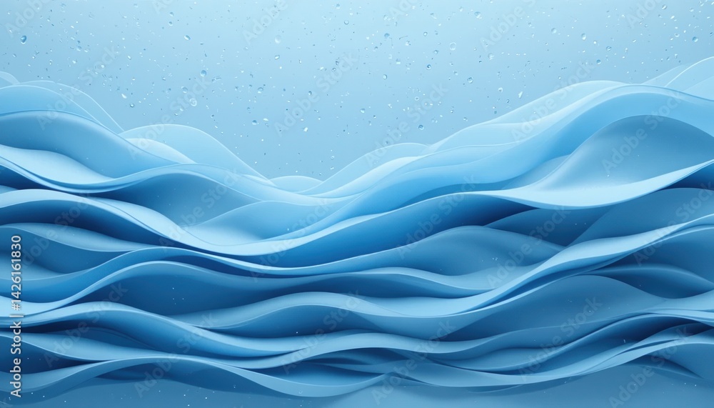 Fototapeta premium Flowing water waves in tranquil blue environment abstract digital art nature scene calm atmosphere serene viewpoint for relaxation