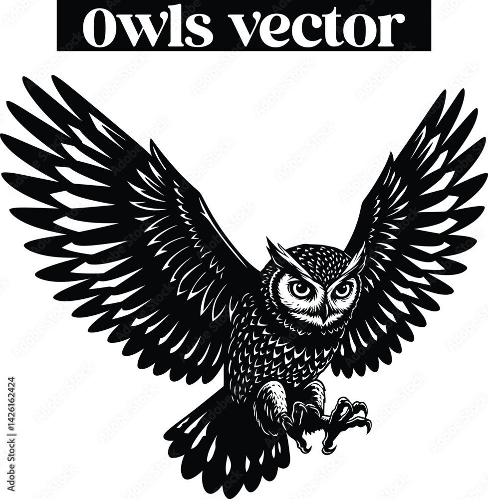 Obraz premium Owl Nocturnal Bird Illustrations Silhouettes