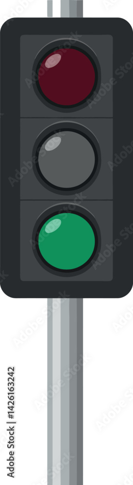Traffic light vector illustration with red green signals on gray pole vertical orientation Traffic light vector illustration with red green signals on gray pole vertical orientation