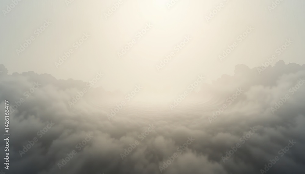 Obraz premium Mysterious fog rolling over tranquil landscape nature scene serene environment aerial perspective capturing atmospheric beauty