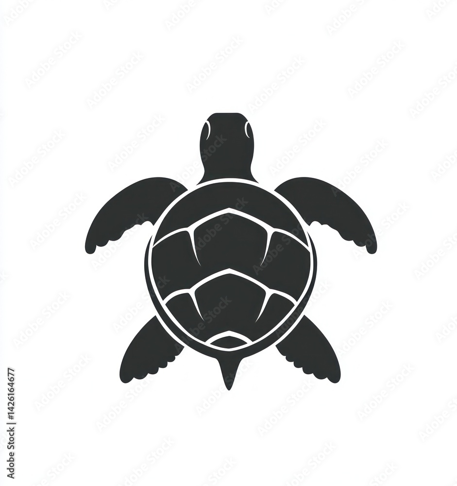 Fototapeta premium Sea turtle aerial view, ocean background, wildlife illustration