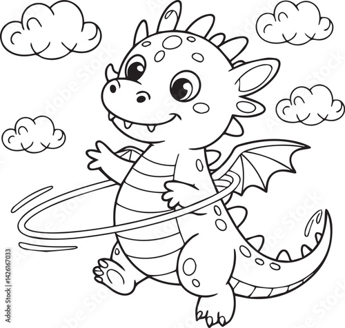 Dragon spinning hula hoop happily