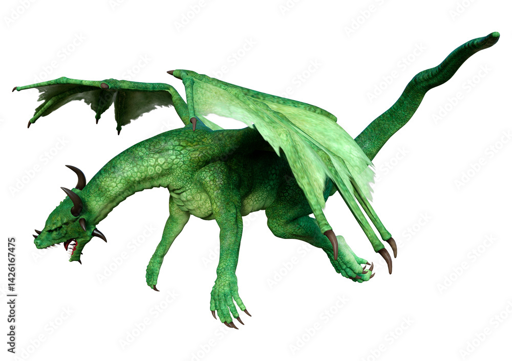 Fototapeta premium 3D Rendering Fairy Tale Dragon on White