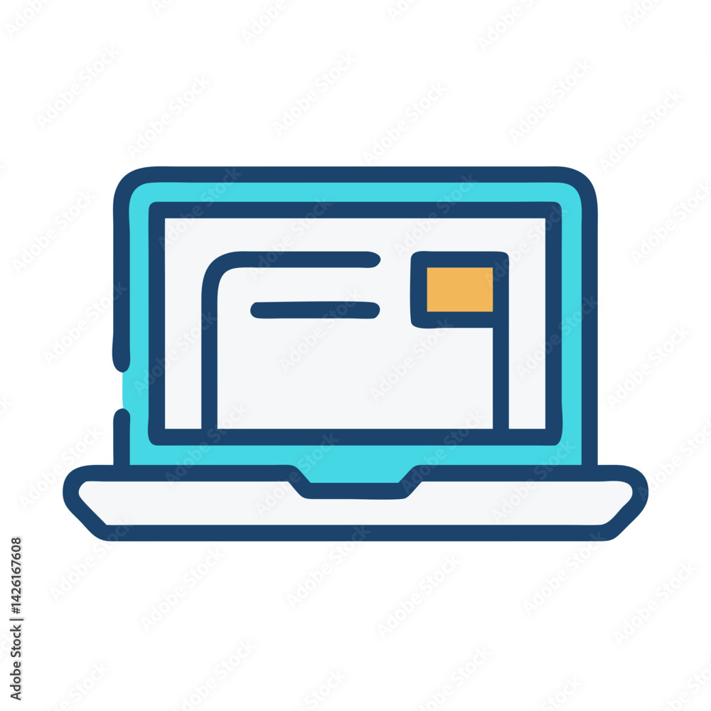 Laptop icon displaying website page with blue outline Laptop icon displaying website page with blue outline