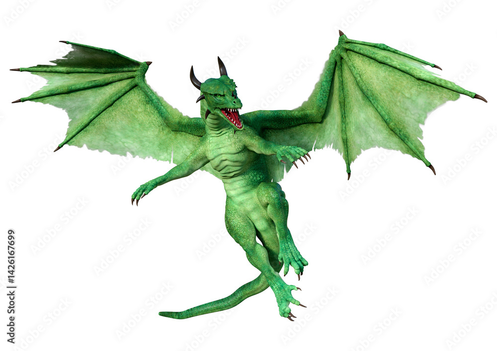 Fototapeta premium 3D Rendering Fairy Tale Dragon on White