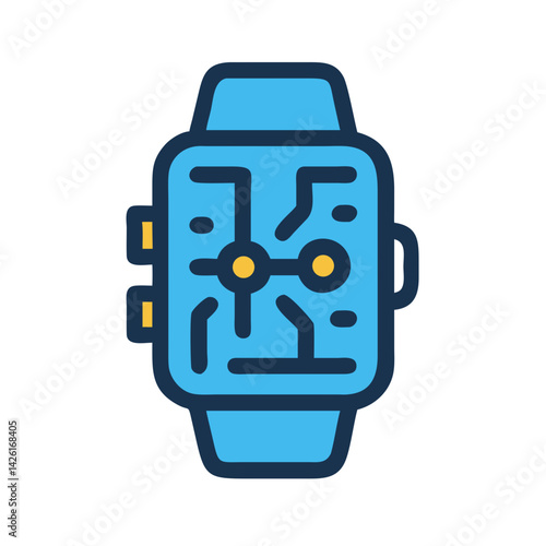 Smartwatch with Circuit Board Display on Black Background