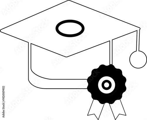 graduation cap thick outline icon 
