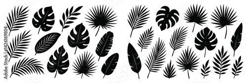 Set of web icons showcasing various line style leaf designs suitable for web and graphic design projects