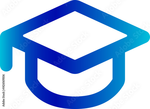 Student Graduation Cap Double Line  Gradient Filled  Ion