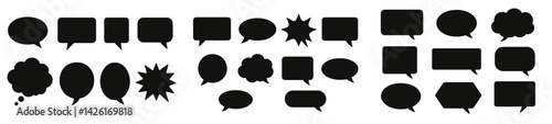 Set of web icons featuring line style speech bubbles and communication symbols for digital design