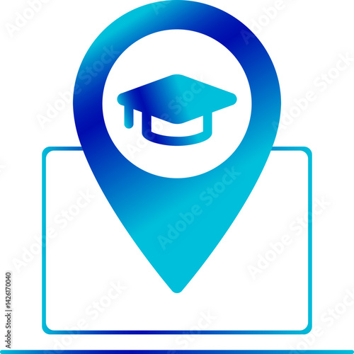 Graduation Cap On Screen Gradient Fill Icon