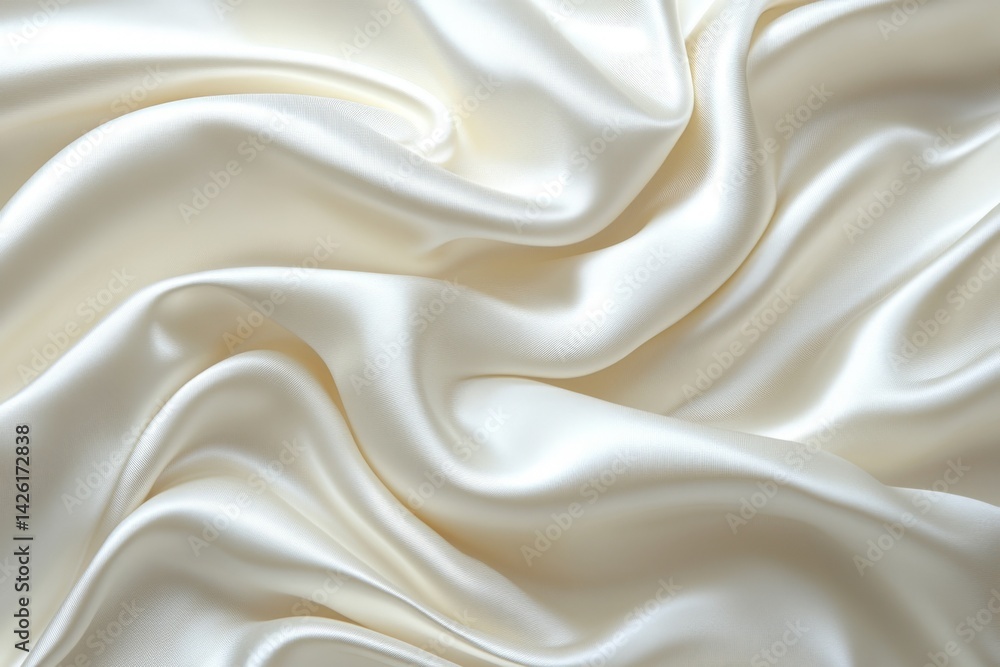 Fototapeta premium Elegant white silk fabric flows smoothly, showcasing soft waves and luxurious texture for design inspiration
