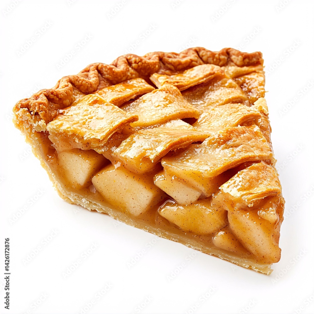 Classic apple pie slice with a golden flaky crust and aromatic filling Classic apple pie slice with a golden flaky crust and aromatic filling