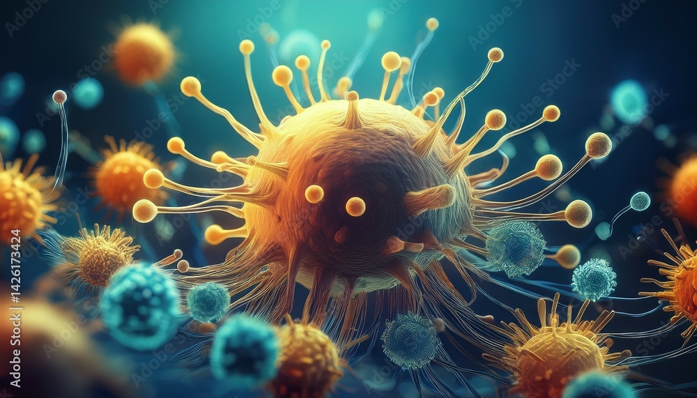 Obraz premium microscopic virus bacteria pathogen germ infectious disease concept