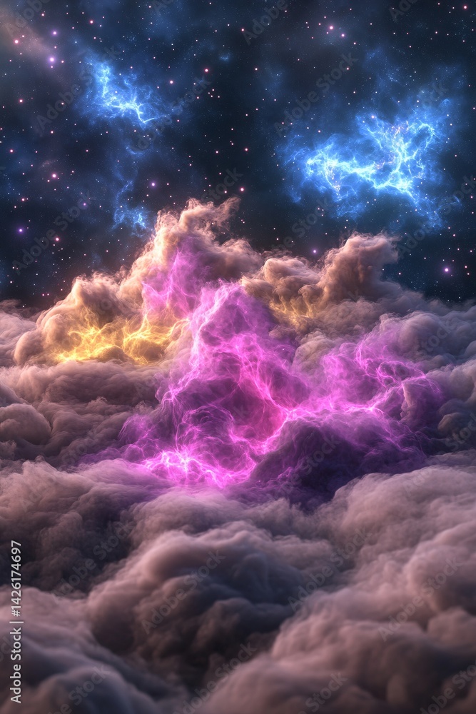 Cosmic Divinity: A Stunning Neon Pink and Electric Purple Pattern Cosmic Divinity: A Stunning Neon Pink and Electric Purple Pattern