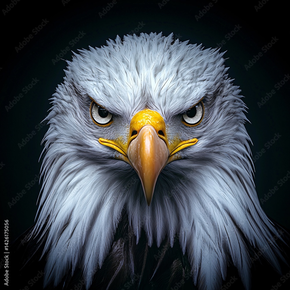 Obraz premium Hyperrealistic Bald Eagle Head in Stunning 8k Resolution With Sharp Beak