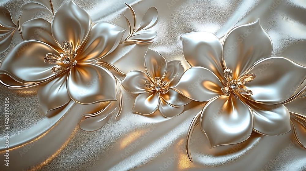Exquisite, embossed floral design on a draped surface. Exquisite, embossed floral design on a draped surface.