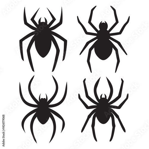 Black Widow Spider Silhouettes, Vector Graphics, icons, vector illustration