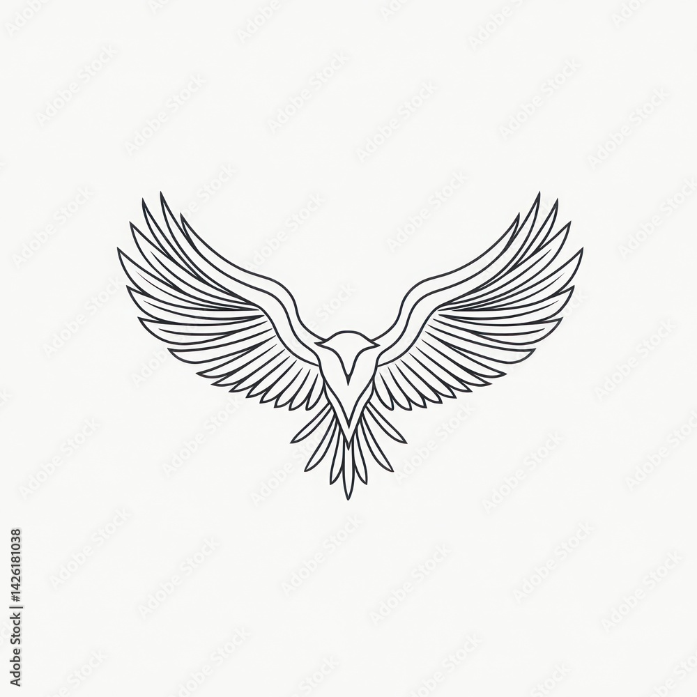 Fototapeta premium Abstract line art of soaring eagle. Use for design inspiration