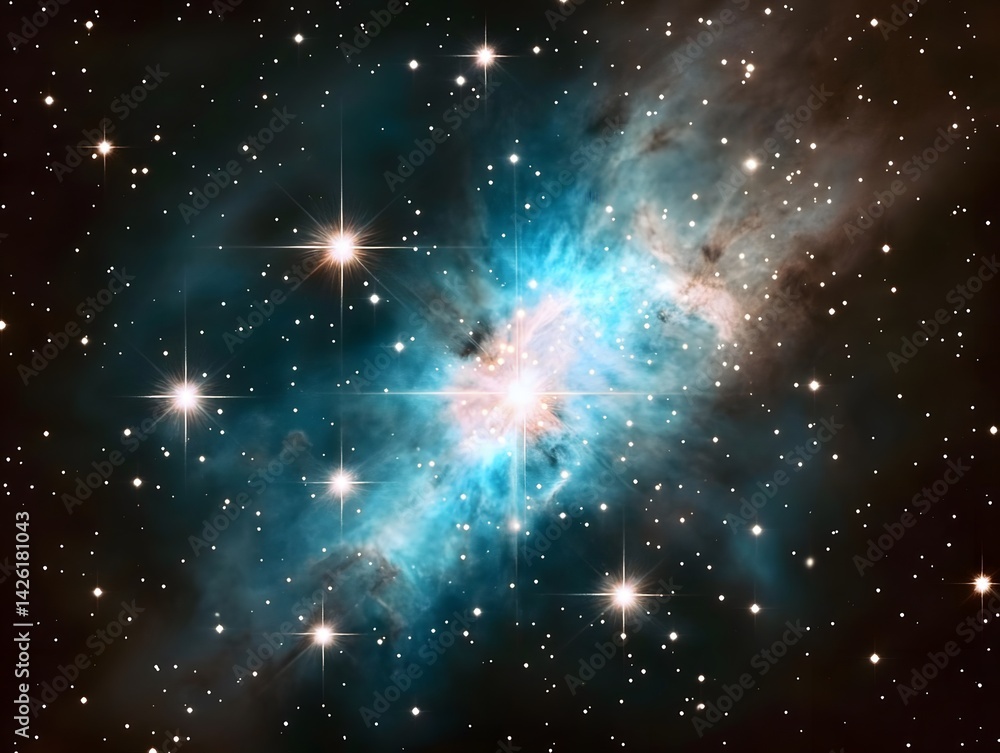 Fototapeta premium Celestial Nebula A Stunning Cosmic Landscape of Stars and Gas Clouds