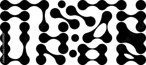 Morphing blob dot set.Connected meta circles for abstract patterns, stickers, badges, posters, and web projects.