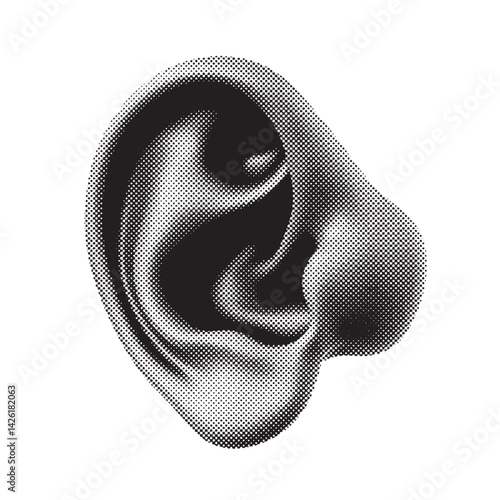 ear halftone grunge vector design element