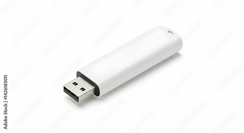 White Usb Drive on White Background for Data Storage White Usb Drive on White Background for Data Storage
