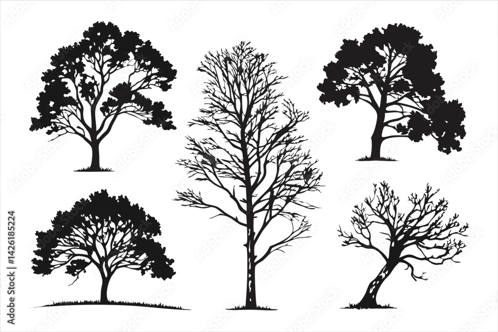 Obraz premium set Tree Silhouette Graphics Collection 