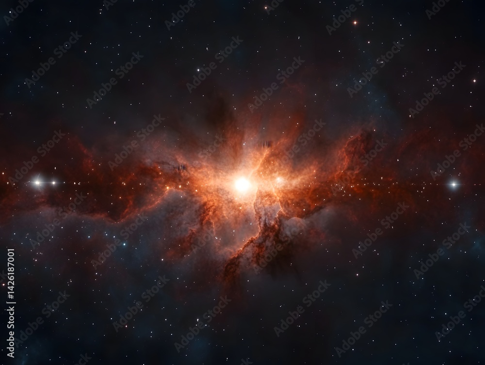 A Stunning Celestial Nebula Cosmic Cloud with Bright Star and Interstellar Dust A Stunning Celestial Nebula Cosmic Cloud with Bright Star and Interstellar Dust