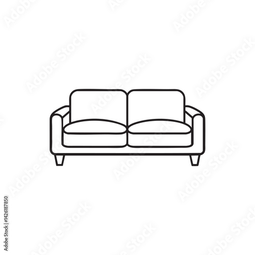 Simple sofa line icon. Furniture, living room, home comfort, and interior design symbol. Minimalist vector illustration.