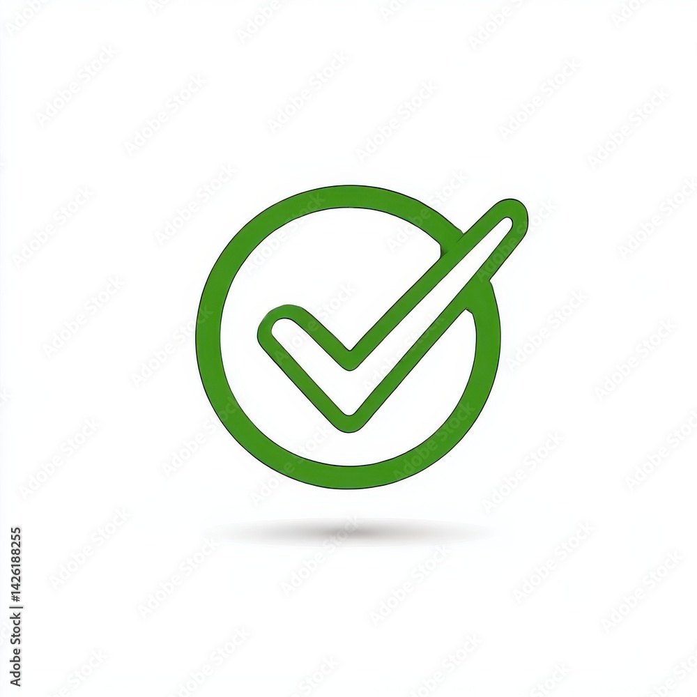 Green check mark approval symbol icon isolated on white background Green check mark approval symbol icon isolated on white background