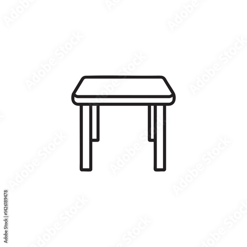 Simple folding table line icon. Portable furniture, outdoor, camping, and event convenience symbol. Minimalist vector illustration.
