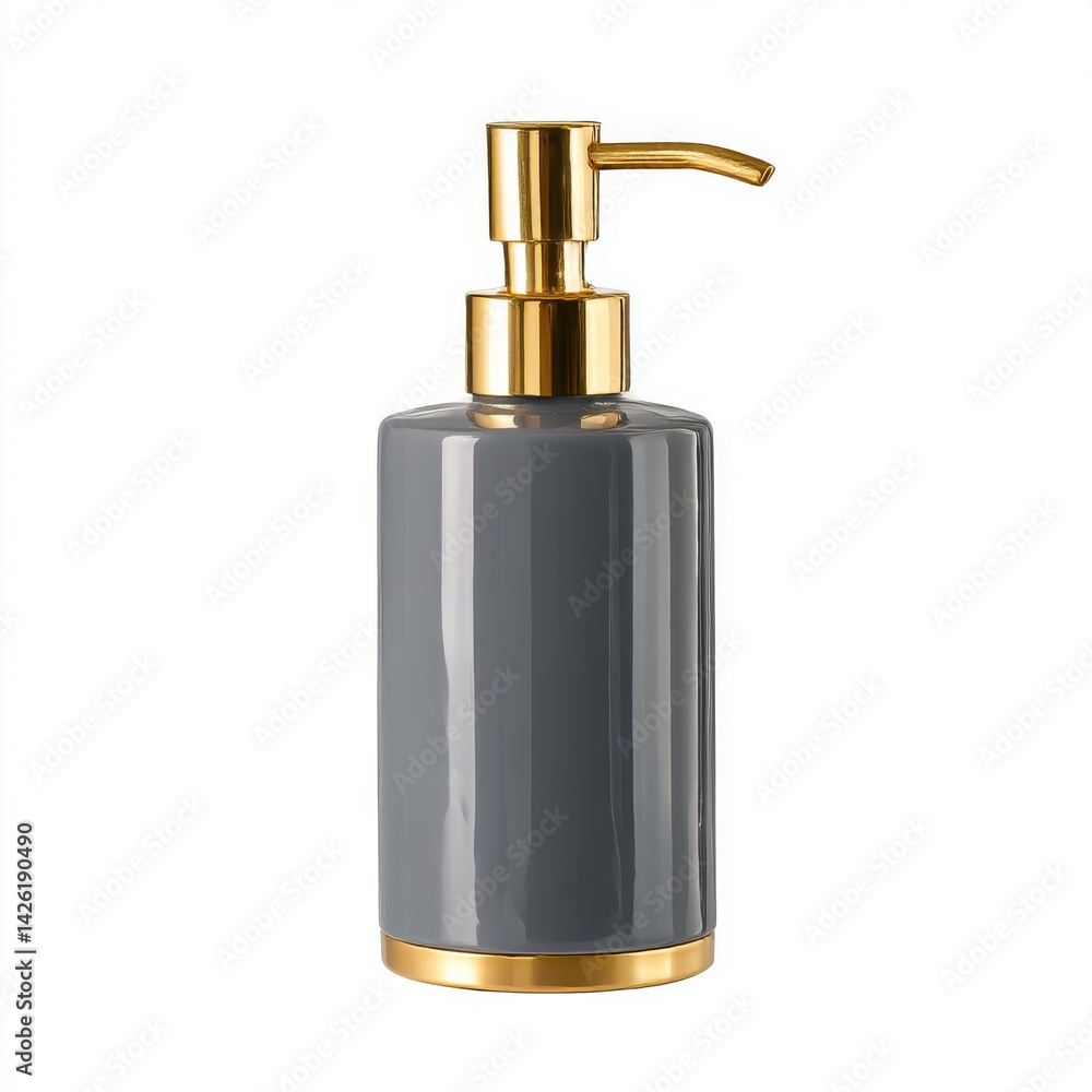 Obraz premium Gray and gold soap dispenser isolated isolated on white background