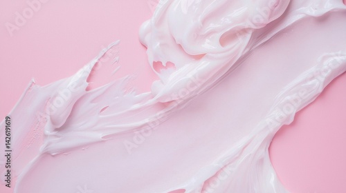 Wallpaper Mural Delicate swirls of body cream and gel blend seamlessly against a soft pink background, showcasing a luxurious and soothing skincare experience. The creamy texture invites relaxation and indulgence Torontodigital.ca