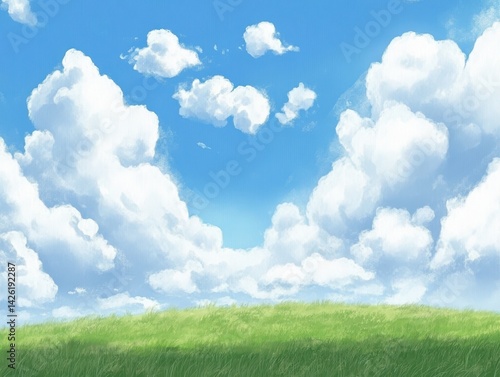 Summer Meadow Dreams Beneath Billowing Clouds