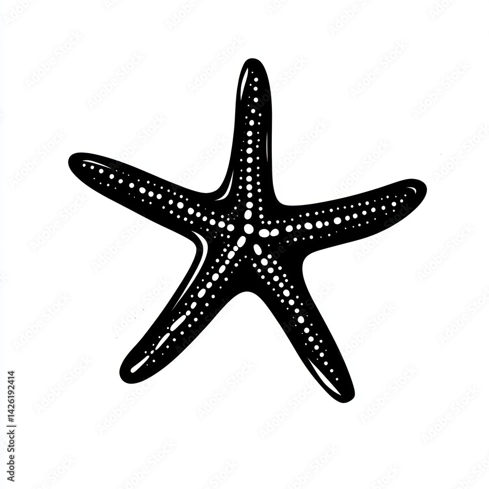 Black starfish ocean illustration, beach background, marine life design Black starfish ocean illustration, beach background, marine life design