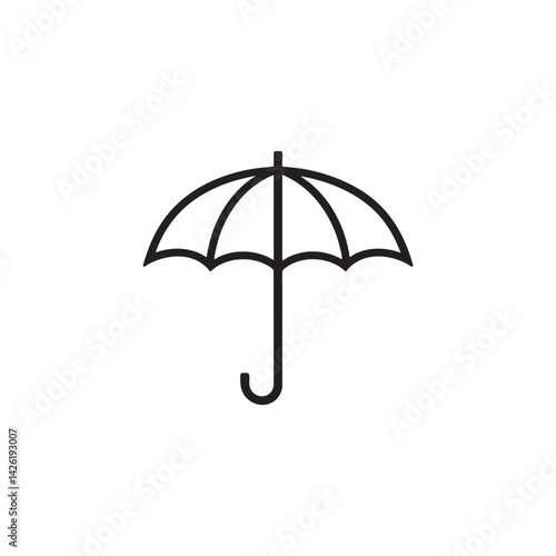 Simple umbrella line icon. Weather, rain, protection, and shelter symbol. Minimalist vector illustration.