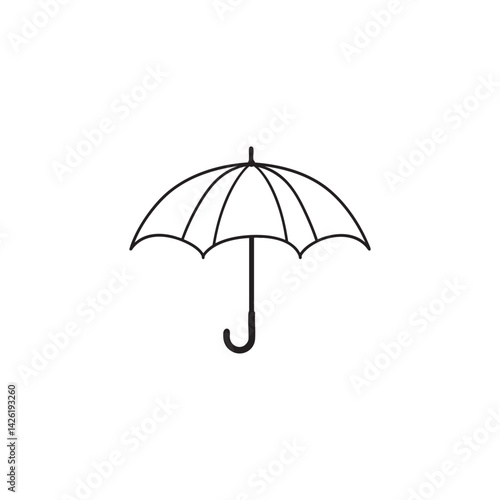 Simple umbrella line icon. Weather, rain, protection, and shelter symbol. Minimalist vector illustration.
