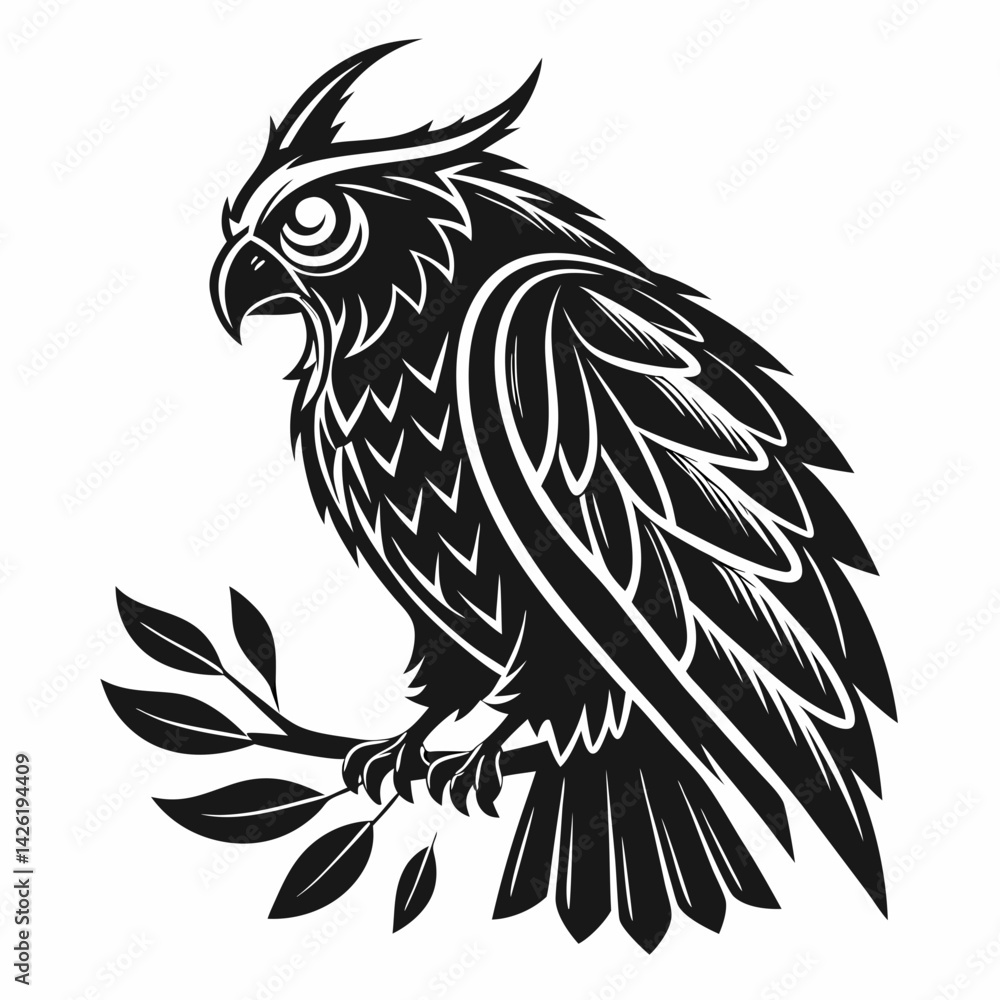 Obraz premium bird, eagle, vector, illustration, animal, cartoon, head, nature, wild, tattoo, hawk, wildlife, black, feather, symbol, raven, beak, drawing, art, animals, logo, design, flying, crow, falcon