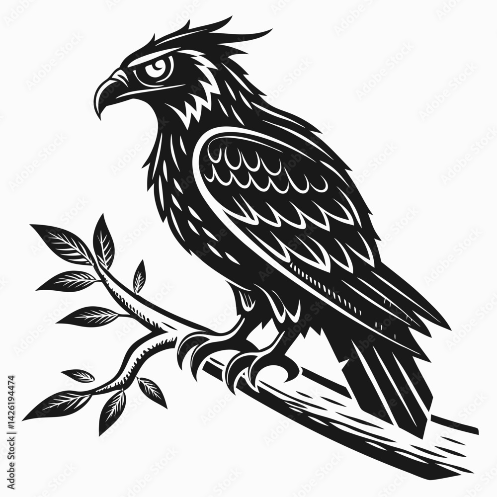 Obraz premium bird, eagle, vector, illustration, animal, cartoon, head, nature, wild, tattoo, hawk, wildlife, black, feather, symbol, raven, beak, drawing, art, animals, logo, design, flying, crow, falcon
