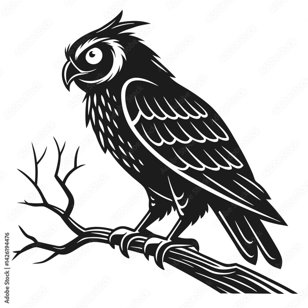 Fototapeta premium bird, eagle, vector, illustration, animal, cartoon, head, nature, wild, tattoo, hawk, wildlife, black, feather, symbol, raven, beak, drawing, art, animals, logo, design, flying, crow, falcon