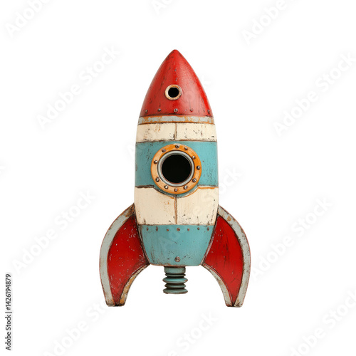 Vintage Retro Rocket Ship Toy, Space Exploration, Children's Plaything