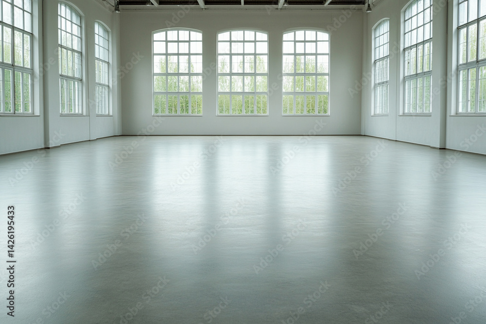Obraz premium Empty sports stadium with clean lines and large open space, suitable for sports-related products or active lifestyle promotions