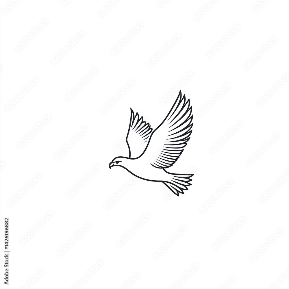 Fototapeta premium Dove in flight, white background, peace symbol, spiritual design