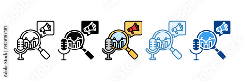 Podcast Advertising  Icon Set Multiple Style Collection