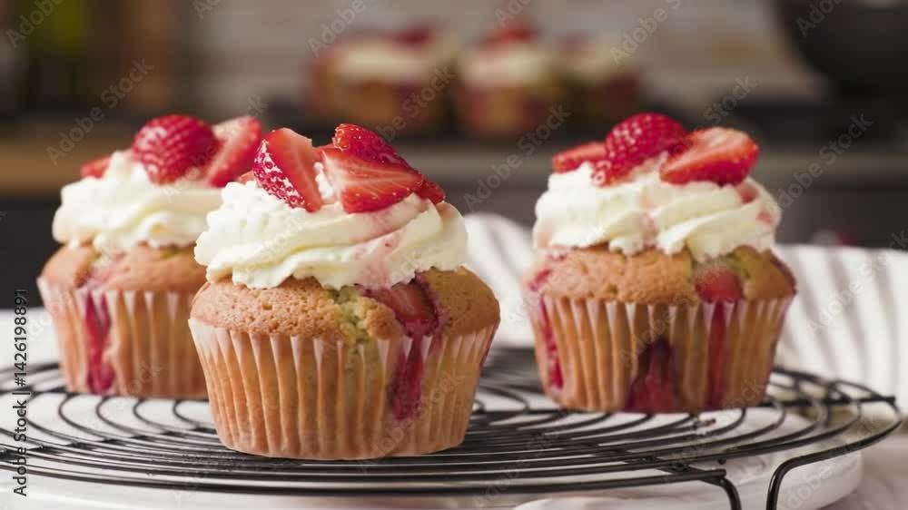cupcakes with cream and berries cupcakes with cream and berries
