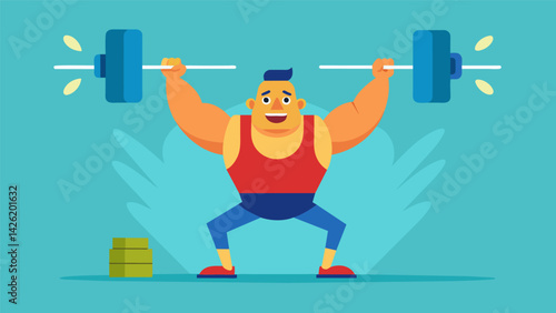 Adrenaline pumping the weightlifter lets out a victorious roar as they successfully complete the lift proving their strength to the world.. Vector illustration