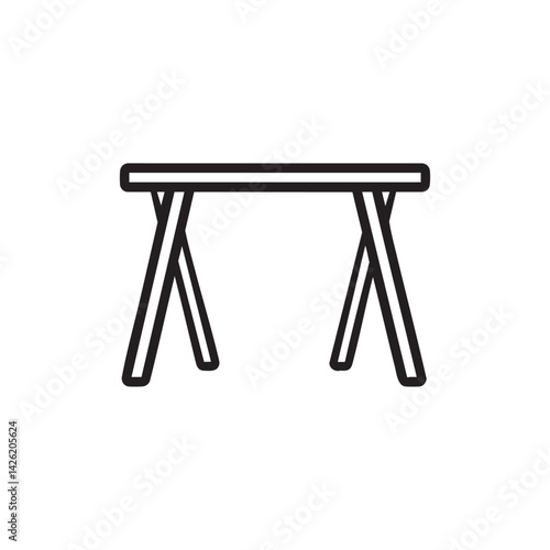 Minimal line art table icon isolated on white, simple furniture vector symbol for interior design, home decor, workspace, and modern lifestyle graphics