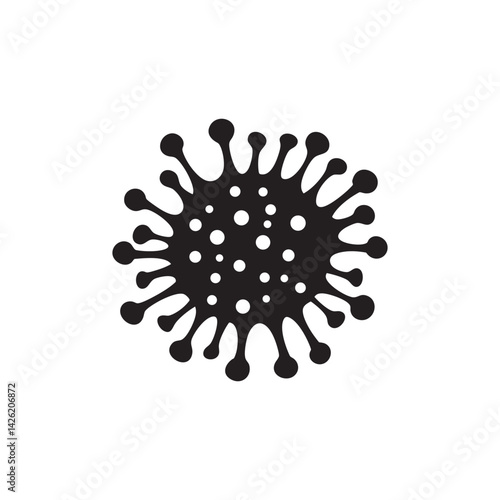 Black virus or bacteria icon silhouette isolated on white, vector microorganism illustration for health, medical, pandemic, and biology concepts